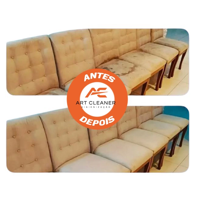 cadeiras bege antes: sujo depois: limpo por art cleaner