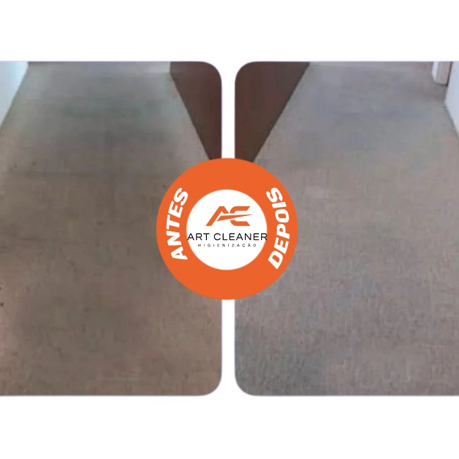 carpete marrom antes: sujo depois: limpo por art cleaner