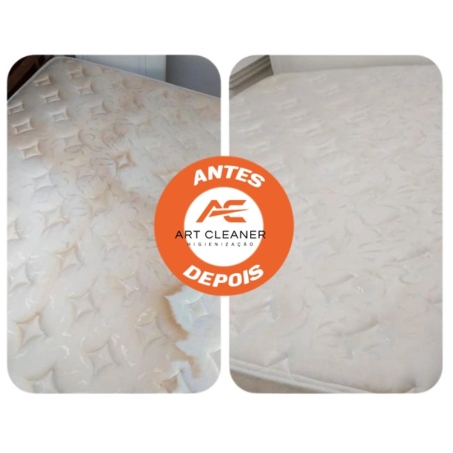 cama branca antes: sujo depois: limpo por art cleaner